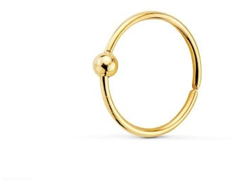 Inmaculada Romero IR Piercing al Naso in Oro 18k, Cerchio da 8 mm, con Pallina Liscia da 1,5 mm.
