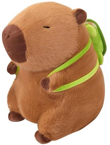 Kunaxku Süßes Capybara Kuscheltier mit Schildkröten-Rucksack - Weiches Plüschtier für Babys & Kinder | Kissen & Spielzeug für Jungen & Mädchen Schmusen & Spielen (Turtle 1.0)