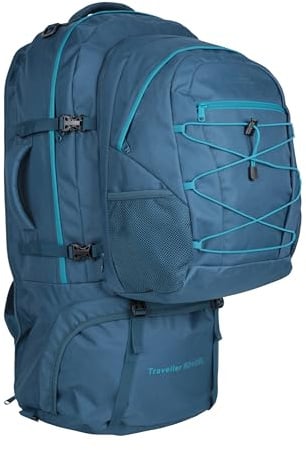 Mountain Warehouse Traveller 60L + 20L Travel Backpack Dark Teal ONE | Large Waterproof Rucksack with Built-in Rain Cover, Detachable Daypack & Comfy Adjustable Back Support, For Hiking & Trekking