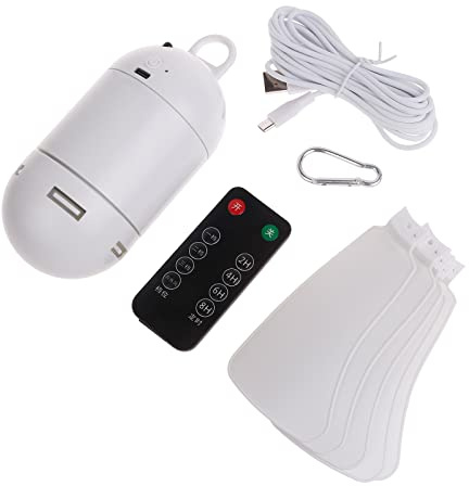Watreketal Petit ventilateur de plafond silencieux avec batterie USB 4000 mAh Télécommande Minuterie Extérieur Suspendu Auvent Dortoir
