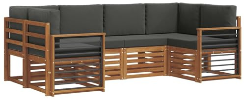vidaXL Sofa-Set mit Kissen, 20 Stück, Natur und Anthrazit, modernes Gartensofa-Set, rechteckig, langlebig, aus Akazienholz