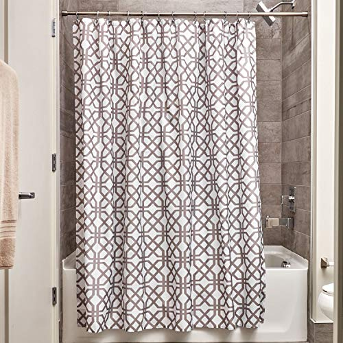 iDesign Trellis Textil Duschvorhang | Duschabtrennung für Badewanne und Duschwanne mit Spalier-Motiv | 183 cm x 183 cm Vorhang aus Stoff | Polyester grau