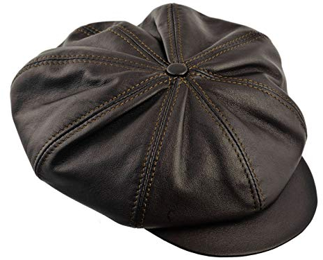 Sterkowski Rindleder Großer Kopf Schiebermütze Jimmy 62-63 cm Braun