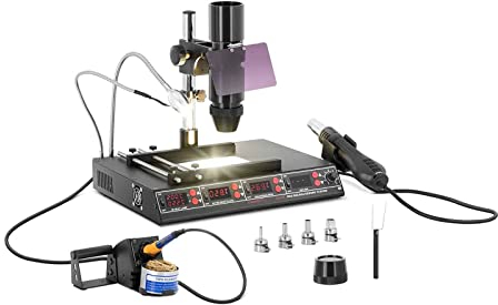 Stamos Soldering Lötstation S-LS-15 Basic Lötstation 75 W Lötkolben 150 W Infrarotlampe 540 W Vorheizplatte 700 W Heißluftkolben 480 °C Temperatur LED Set Entlöten