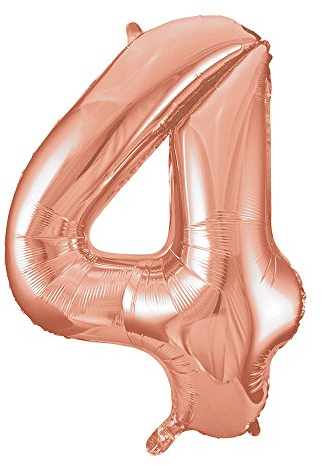Rose Gold Number 4 Shaped Large Foil Balloon (86cm) 1 Piece - Perfect for Birthday Parties and Special Events