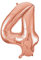 Unique Party Supplies 55874 Riesenzahl 4 Luftballon - 86 cm - Roségold, Rose Gold