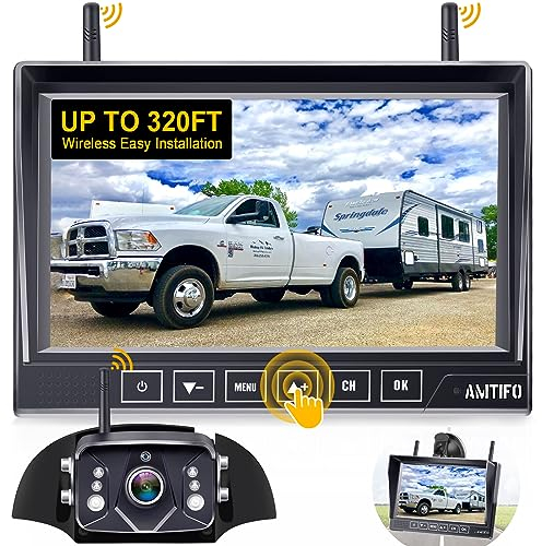 AMTIFO A7 HD 1080P Digital Wireless Backup Camera with 7 Inch DVR Monitor 2021 Newest Version High-Speed Rear View Observation System Stable Signals for RVs,Trucks,Trailers,5th Wheels IR Night Vision