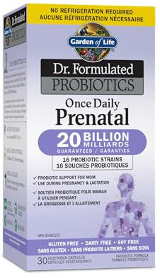 Garden of Life Dr. Formulated Probióticos Diarios Prenatales - Fórmula para Salud Digestiva y Soporte Inmune - 30 Cápsulas Vegetarianas