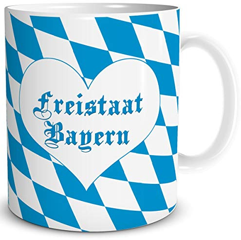 TRIOSK Tasse Bayern Flagge mit Herz Länder Flaggen Geschenk Tassen Reise Souvenir für reiselustige Frauen Männer Weltenbummler