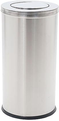Danieli Store - Cubo de Basura 52L para Exteriores en Acero Ø38,5x71,7 cm - Cubo Basura con Tapa Basculante - Papelera con Goma Antideslizante en la Base
