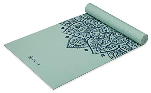Gaiam Yogamatte, Premium-Druck, rutschfeste Übungs- und Fitnessmatte für alle Arten von Yoga, Pilates und Bodentraining, Cool Mint Sundial, 172 cm L x 61 cm B x 5 mm dick