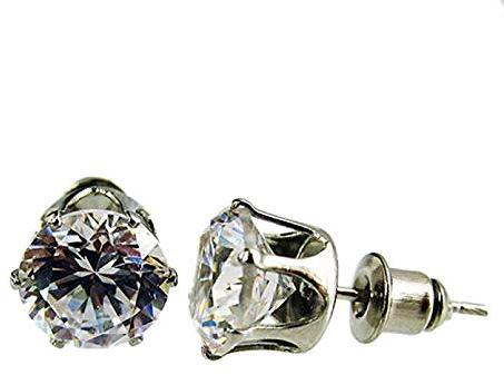 OUTLETISSIMO® UN25 UN25 HERREN OHRRINGE SILBER Edelstahl Diamant Zirkonia rund 8 mm, Legierter Stahl