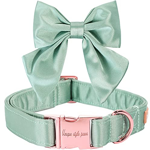 Unique style paws Seide Grün Farbe Hundehalsband Verstellbares Durable Hundehalsband mit Schleife Hochzeit Fliege Hundehalsband für große Hunde