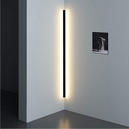 LANMOU Lange LED Wandleuchte Innen Dimmbar mit Fernsteuerung, Schwarz Eck Wandlampe Treppen LED Beleuchtung, 3000K-6000K, Modern Wohnzimmer Wandbeleuchtung Aus Aluminium, 50CM/14W