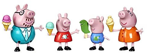 Peppa Pig Familie Wutz geht EIS Essen, Figuren 4er-Pack Spielzeug, 4 Figuren der Familie Wutz mit Eiscreme, ab 3 Jahren, F3762, Multi