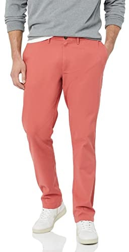 Amazon Essentials Men's Skinny-Fit Casual Stretch Chino Trousers, Raspberry Red, 31W / 29L