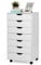 CASART Rolling File Cabinet, 5/7 Drawers Freestanding Storage Organizer Cupboard on Wheels, Home Office Lateral Filing Chest (White, 7 Drawers)