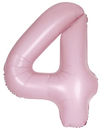 Giant Foil Number 4 Balloon - 86 cm - Matte Baby Pink