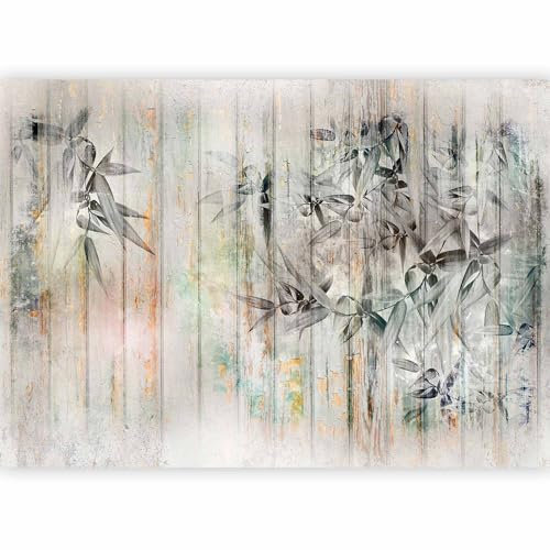 murando - Papier peint panoramique nature 350x256 cm - Revêtement mural décoration pour chambre salon cuisine - Design unique et moderne - Gris vert marron - Feuilles de planche b-C-10104-a-a