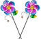 Viveta 2 Stück Windspiele mit Metallpfahl, 72,9 cm Outdoor-Garten-Windräder, Spinner, violette Blumenform, Design für Hof, Rasen, Terrasse, Dekoration