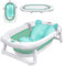 YRHome Faltbare Baby Badewanne Babybadewanne Faltbadewanne Ergonomische Bathtub Kinderwanne 82 x 50 x 20 cm Bath Tub Anti Rutsch mit Abfluss Badewannenkissen für Neugeborene (Grün mit Kissen)