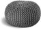 ELYFLAIR® handgefertigter Strickhocker Ø 55cm o. Ø 45cm I Sitzpouf Sitzpuff Bodenkissen Sessel Kissen Sitzhocker Sitzsack - mit eleganter Grobstrick-Optik - Dekoration Interieur (Hellgrau, Ø 55cm)