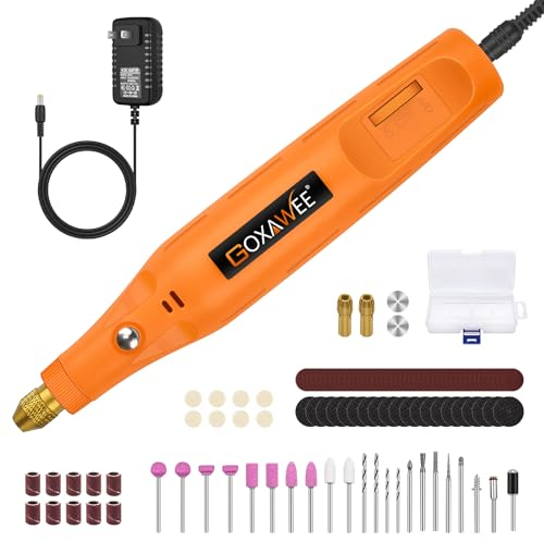 GOXAWEE 24V Mini Herramienta Rotativas, Kit de Amoladora Eléctrica Multiusos con 104 Accesorios para Grabar, Taladrar, Lijar, Esmerilar, Pulir, Tallar, Grabar, Artesanía DIY
