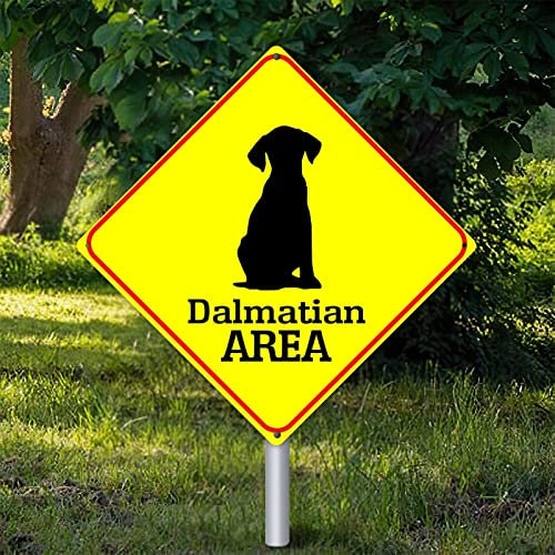 Yelolyio Dalmatiner Bereich Wandkunst Dekor Metallschild Warnschild Vorsicht Dalmatiner Retro Vintage Blechschild Lustige Aluminiumschilder 30,5 x 30,5 cm Geschenkschild für Garten Straße