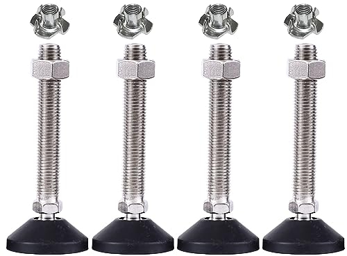 RHUAFET Lot de 4 pieds réglables M10 x 100 mm - Vis de réglage M10 - Pied de meuble - Peut supporter 400 kg - Pieds réglables - Vis réglables - Pied réglable - Inclinaison maximale de 15 ° (4 pièces -