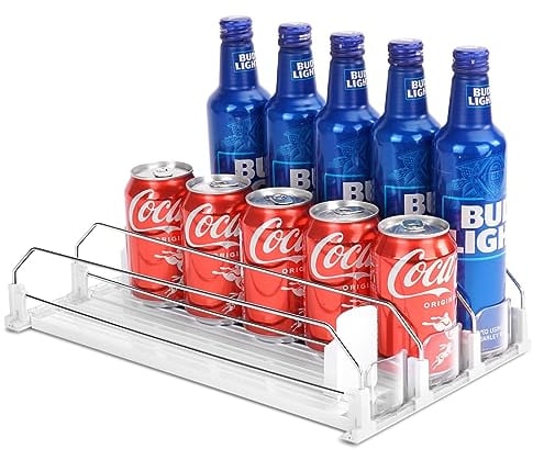 BingoHive Automatisch Kühlschrank Dosen Organizer Kühlschrank Organizer Dosen Dosenhalter Kühlschrank Dosenspender für Getränke Bier Soda Stauraum 15 Dosen in Standardgröße 330ML 440ML 500ML