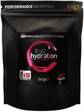 Torq Hydration Drink - Red Berries - Rapid Rehydration Electrolytes Powder Hypotonic Profile Running , Cycling , Sports Hydration Drink - 30 Servings - 540g