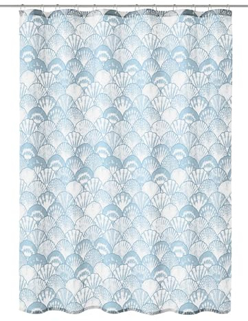 Kleine Wolke Duschvorhang Textil Concha Iceblue 180 x 200 cm | OEKO-TEX zertifiziert, wasserabweisend, verstärkte Ösen, mit Beschwerungsband, weiches Textilgewebe, maschinenwaschbar