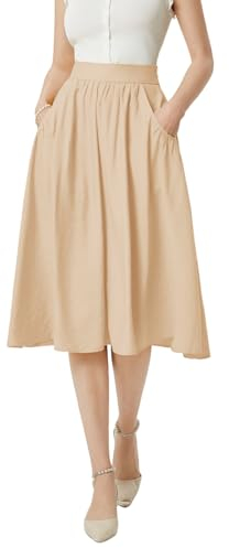 Belle Poque Damen Classic Full Circle Swing Rock Elastische Taille Casual Plissee Rock mit Taschen BP0926-03 XXL