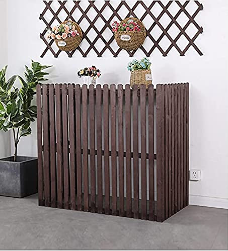 Wooden Air Conditioner Cover Rustic Air Conditioner Cover Wooden Plant Stand, Outdoor Air Conditioning Rack Frame Radiator Cover, with Blinds Grid Design, Easy to/Brown/85 * 35 * 80Cm (Brown 85*