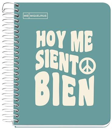 Miquelrius - Notizbuch A6, Notizbuch, 1 Farbband, 100 Blatt 90 g/m², 5 mm Raster, ohne Bohren, Einband aus Hartpappe, türkis