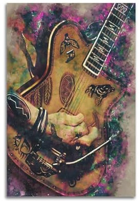 Johnny Depp Poster mit Gitarre, dekoratives Gemälde, Leinwand, Wandposter und Kunstdruck, moderne Familienschlafzimmer-Dekoration, Poster, 20 x 30 cm