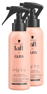 Taft x Gliss Hitzeschutz-Spray Lovely Long (2x 150 ml), Multitasking-Spray bietet Hitzeschutz bis zu 230°, Schutz vor Spliss und langanhaltende definierte Styles