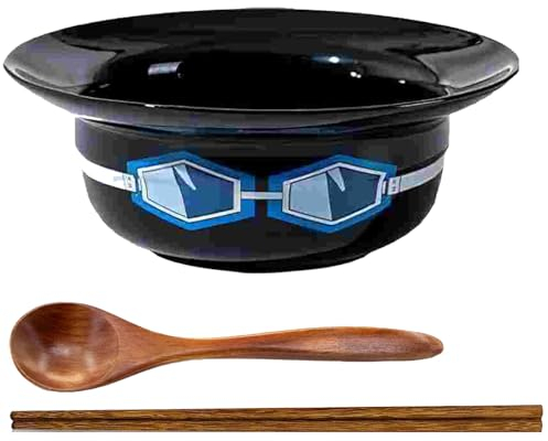 Cimiany Anime Straw Hat Ramen Bowl Set, Anime Straw Hat Ceramic Bowl with Chopsticks and Spoon, Anime Merchandise Gifts
