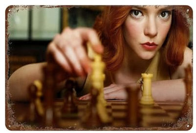 NRCKMIHRAE Poster der TV-Serie Queen's Gambit Wanddekoration, Kunst, Metallblechposter, moderne Heimdekoration, Kunst, Metallposter, Hausbar, Ladendekorationen, Vintage-Schild, Geschenk, 20 x 30 cm