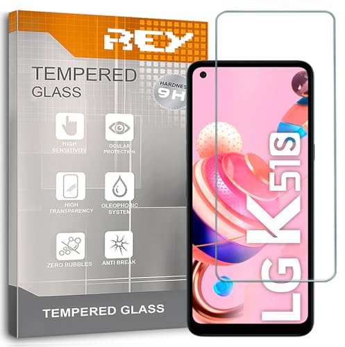 REY Pack 2X Pellicola salvaschermo per LG K51s Quad Cam - LG K42 2021 - LG Q70, Vetro temperato, di qualità Premium