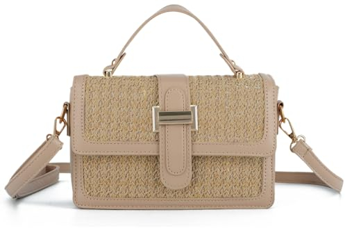 Fecialy Sac à Main en Paille Pour Femmes - Bandoulière d'Été Tissé Pour Plage