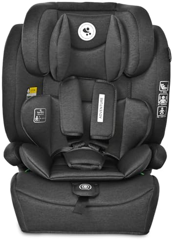 Lorelli Auto Kindersitz 9-36kg Adventure i-Size 76-150 cm, mitwachsender Autositz für Kinder, Babysitz, Autokindersitz, Einstellbare Kopfstütze, 5-Punkt-Sicherheitsgurt, schwarz