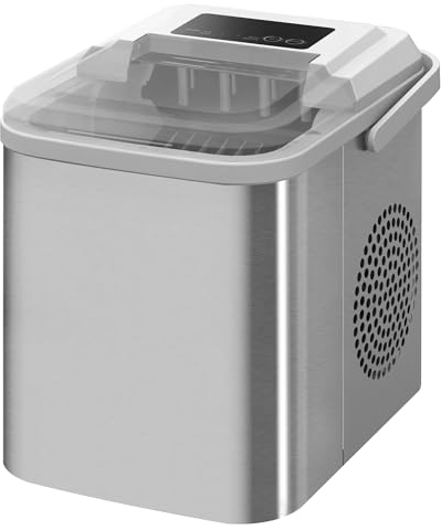 HOMCOM Máquina de Hielo 12 kg/24h Máquina de Hielo para Casa Autolimpieza 9 Cubitos de Hielo en 6-13 Minutos 2 Tamaños de Cubitos Máquina de Hacer Hielo con Cesta Asa Cuchara Blanco