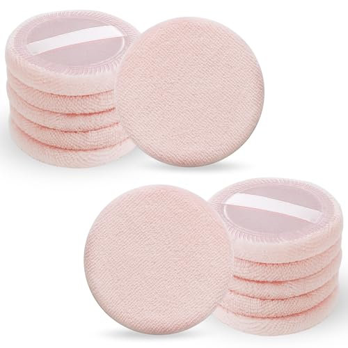 12 Stück Runde Makeup Puderquaste 6CM Gesicht Schwämmchen Powder Puff Baumwolle Velours Gesichts Schwammkissen Puff Setting Puderquaste Lose Puderquaste Make Up Schwämme für Foundation Setting Puder