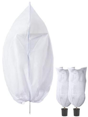 Protezione Antigelo In Vello Per Piante - Borse Per Protezione Frutta E Albero In Vello Per Orticoltura | Borse Con Coulisse Per Piante | Coperta Calda Riutilizzabile Con Cerniera Per Coulisse E