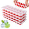 Eiswürfelform, 4 Stück Silikon Eiswürfelbehälter mit Deckel, BPA Frei TECHSHARE Eiswürfelformen für Whiskey, Cocktails, Getränke, Eiswürfel(Rot Ice Cube Tray)