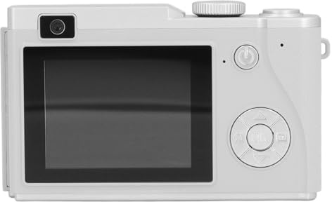 48-MP-Digitalkamera, 1080P-Selfie-Kamera mit 16-fachem Zoom, Kompakte Tragbare Kamera mit 2,4-Zoll-Bildschirm, Verhindert Verwacklungen, für Reisen, Stilvolles Design mit (White)