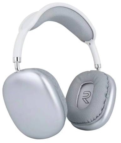 Ambizion Auriculares Inalámbricos Bluetooth, Cascos Diadema Ajustable, Sonido Estéreo HiFi, Micrófono Integrado, Bluetooth 5.0, Larga Duración, Cómodos y Ligeros, para Teléfono y PC (Blanco)
