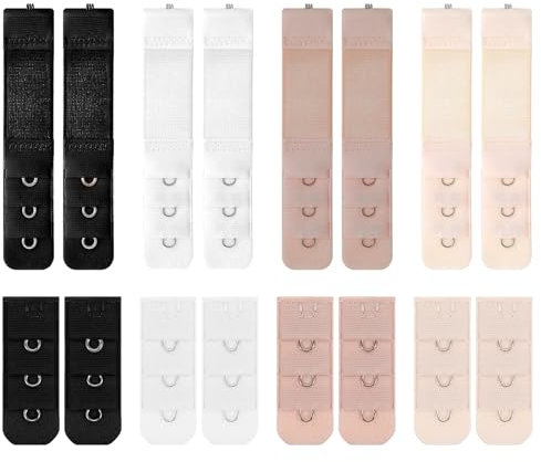 Lusofie 16 Stück BH-Verlängerungen 1 Haken 3 Reihen Damen Elastisch BH-Verlängerer BH Trägerverlängerung Stretch-Unterwäsche Verlängerungsschnalle BH Verlängerungsgurt Schwangerschafts Zubehör