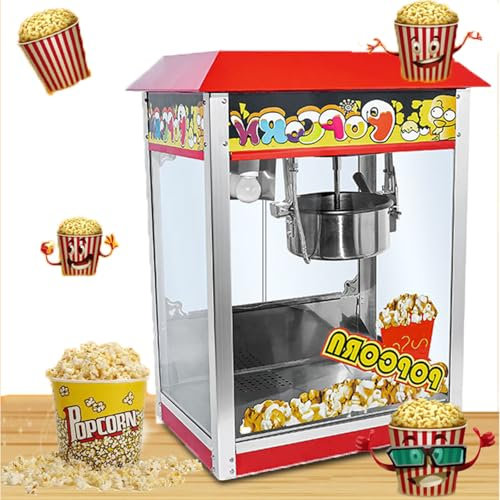 ylpddmm Commercial Popcorn Machine, 1400W Countertop Popcorn Maker,10 Oz Kettle,Vintage Popcorn Machine Movie Theater Style 3 Switch Control - Red & White